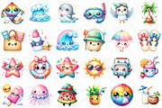Kawaii Beach Clipart Bundle, an Illustration by DreamPrint404 (Thumbnail 5 of 6)