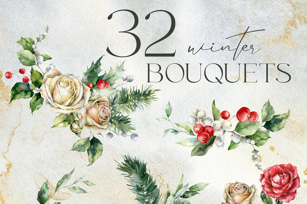 Christmas watercolor Winter Berries, a Seasonal Illustration by Yuliya Derbisheva (Photo 3 of 17)