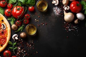 Illustration of tasty homemade pizza with fresh ingredients, a Food & Drink Photo by AlyaAnd