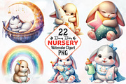 Bunny Baby Nursery Watercolor PNG, a Seasonal Illustration by RobertsArt (Thumbnail 1 of 8)