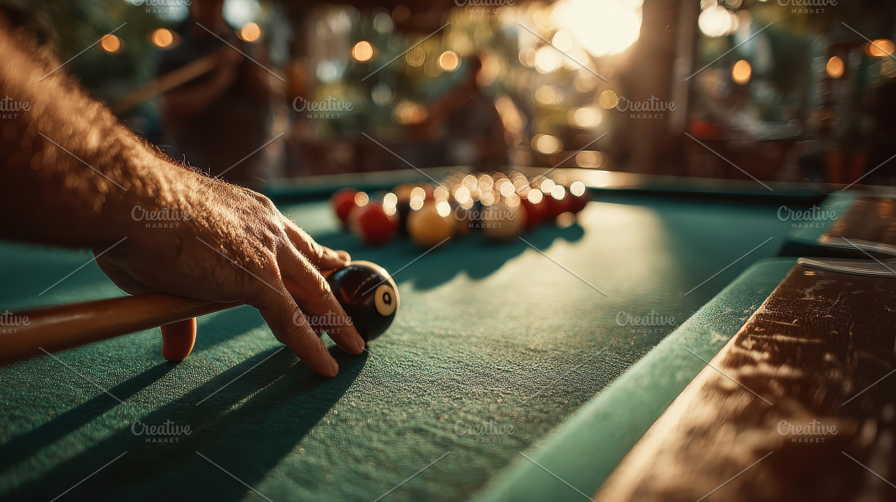 Pool player hand cue ball game leisu, a Photo by Pixeness Studio
