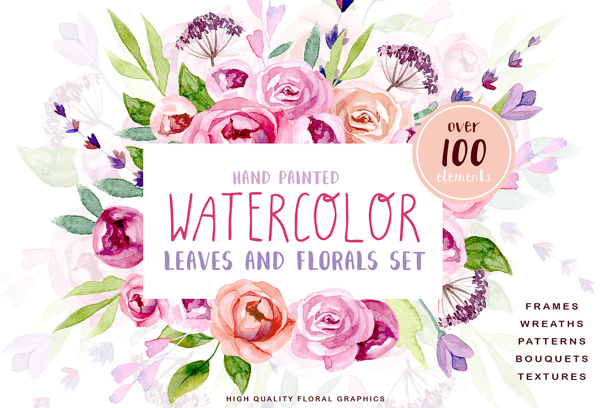 Watercolour Leaves and Floral Kit, a Texture Illustration by Maria Zebroff (Photo 1 of 11)