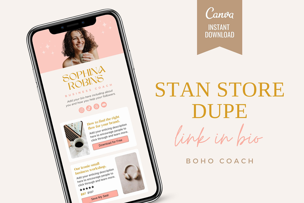Link In Bio Template | Boho Coach, a Landing Page Template by Ciera Design Templates (Photo 1 of 9)