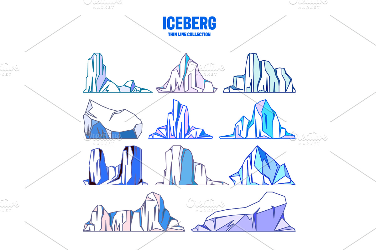 Floating icebergs collection, an Illustration by 32pixels
