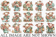 Whimsical Summer Pig Clipart Bundle, a Seasonal Illustration by Canvas Craft (Thumbnail 4 of 7)