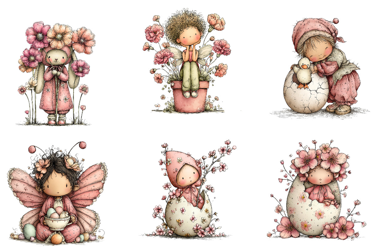 Whimsical Easter fairy Clipart, an Illustration by CreationArt (Photo 6 of 7)