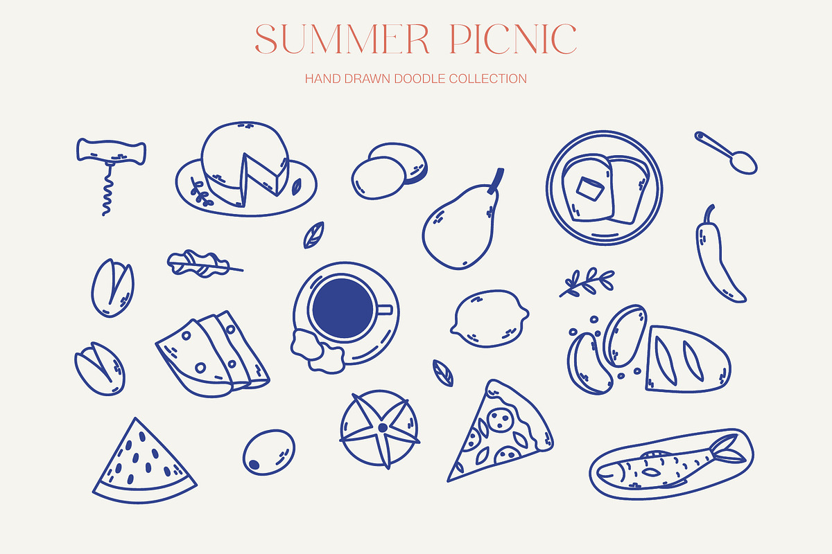 Summer Picnic Elements - Doodle Art, an Illustration by Moonberry_Studio (Photo 4 of 14)