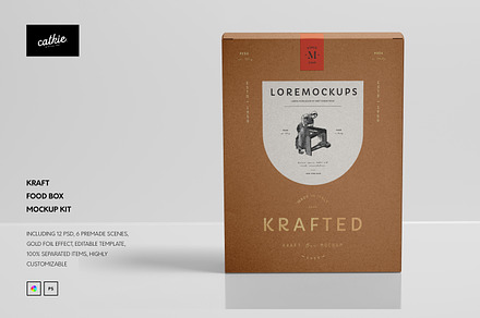 Kraft Box Mockup Kit, a Packaging Mockup by Catkie - Digital Art