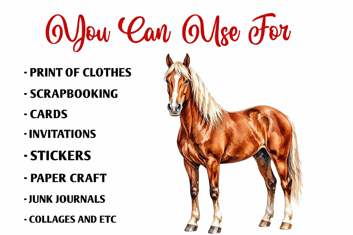 Watercolor Horse Clipart, an Animal Illustration by fashionaddict (Photo 6 of 7)