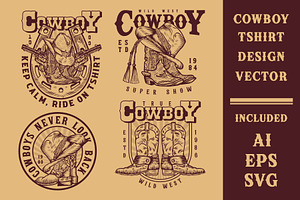 Cowboy T-shirt Design Vector