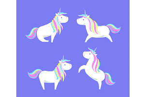 Happy White Unicorns Rainbow Color