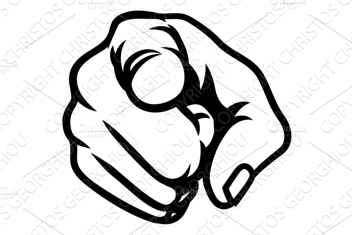Hand Pointing Finger At You Cartoon, an Object Illustration by Christos Georghiou