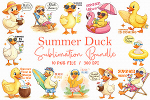 Summer Duck Sublimation Bundle, an Illustration by Libby Wishes