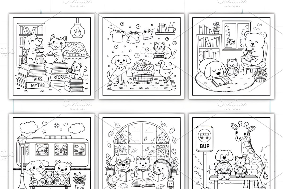 Cozy Quiet Friendship Coloring Pages, an Animal Illustration by Coco Bloom (Photo 9 of 9)