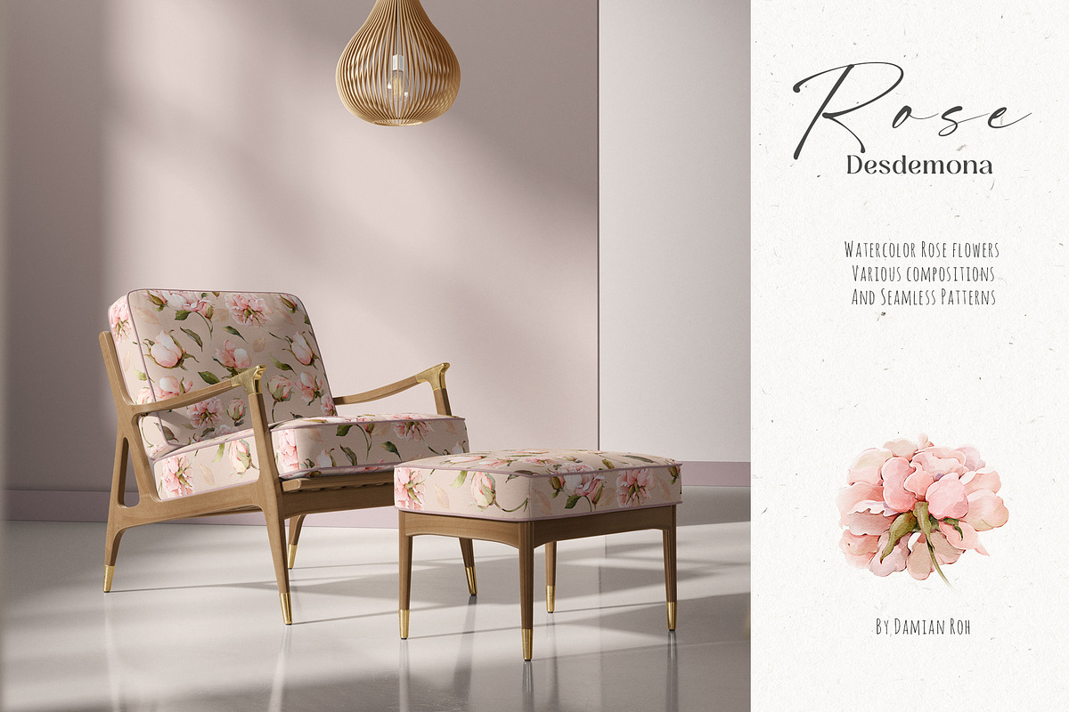 Watercolor Rose Floral Elements, a Decorative Illustration by Damian Roh (Photo 6 of 13)