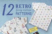 Cute Animals - Retro Patterns Set, a Pattern Graphic by WBS Design (Thumbnail 1 of 2)