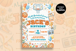 Basketball Birthday Invitation, an Invitation Template by M9 Design
