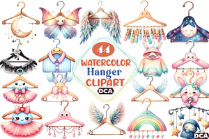 watercolor Hanger Clipart, an Illustration by DreamCafeArt