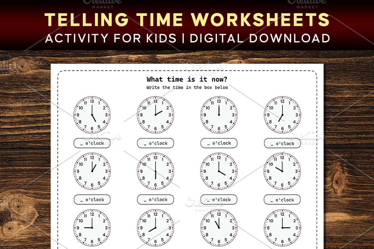 Telling Time Worksheets Printable, a Print Template by Graphicsnext (Photo 1 of 4)