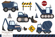 Navy Construction Trucks, an Illustration by Amanda Ilkov (Thumbnail 1 of 2)