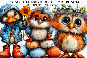 Spring Cute Baby Birds Clipart PNG, an Illustration by Canvas Craft