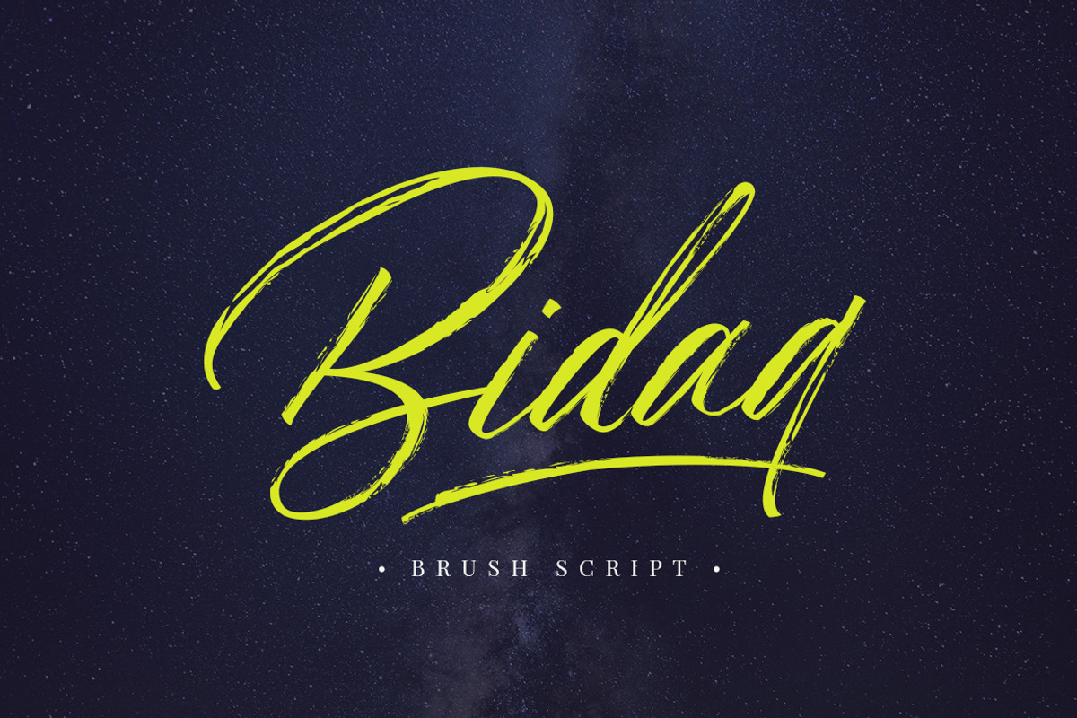 Bidaq Brush, a Script Font by Aantebas (Photo 1 of 6)