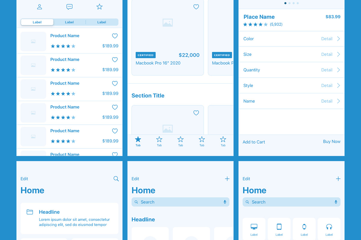 iOS 14 Wireframe Library, a Wireframe Template by UI Design Resource (Photo 4 of 9)