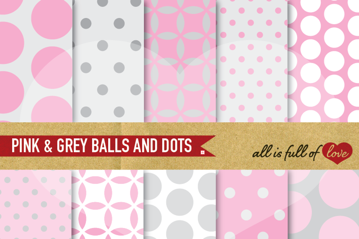 Dotted Scrapbook Pink Grey Patterns