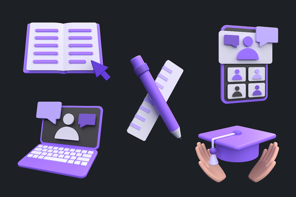 Online Education 3D Illustration V2, an Object 3D Model by Rishsketch (Photo 3 of 4)