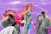 Pride Glitch Floral Collage Kit, an Object Graphic by Neon Wild (Thumbnail 8 of 12)