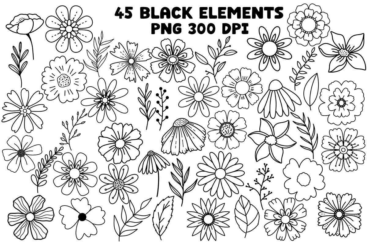 Retro Flower Garden Png Clipart Set, an Object Graphic by Brush Lab (Photo 3 of 4)
