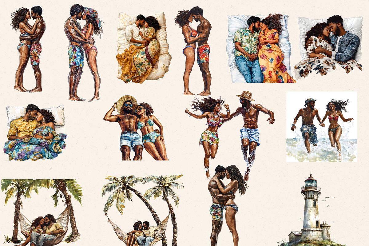 BEACH SUMMER GIRL ROMANCE CLIPART, a Person Illustration by Daring Digies (Photo 4 of 8)