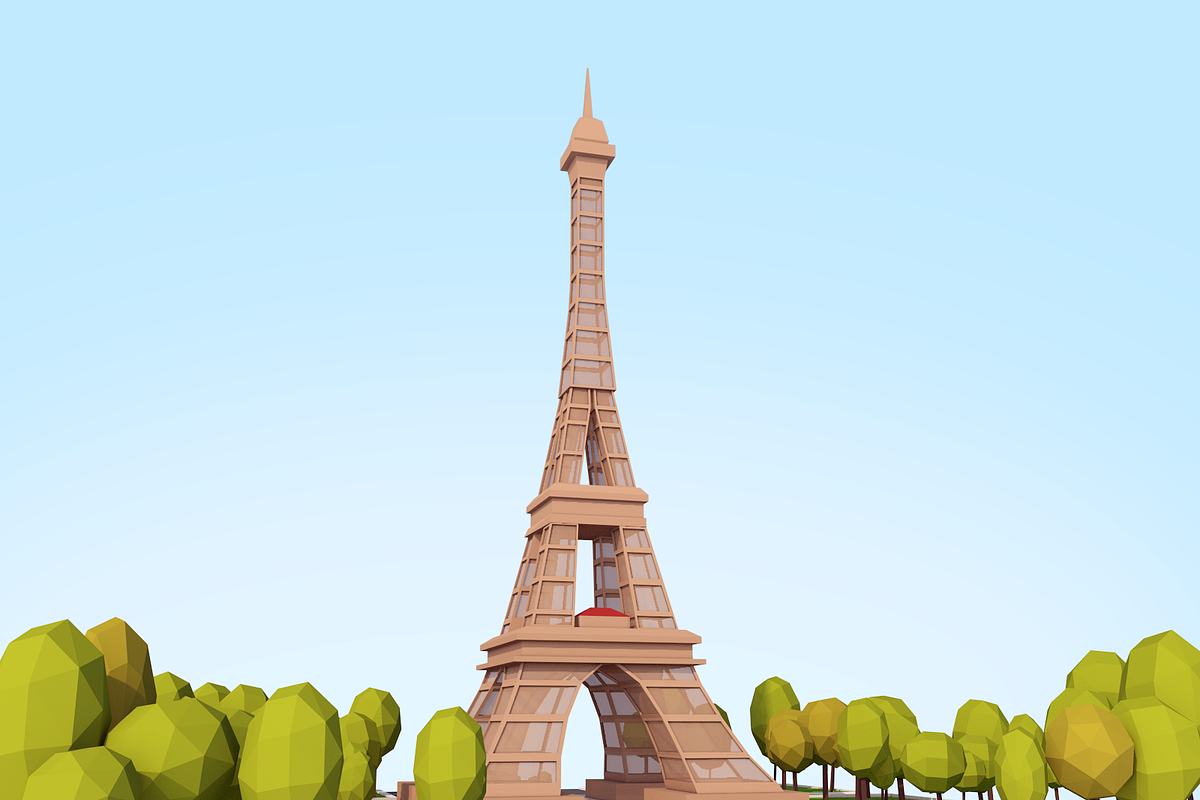 Cartoon Low Poly Eiffel Tower, a Plants & Tree 3D Model by Anton Moek (Photo 2 of 6)