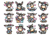 Whimsical Valentine Donkey Clipart, an Illustration by Design Market (Thumbnail 3 of 3)
