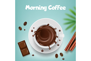 Coffee Advertising. Poster With