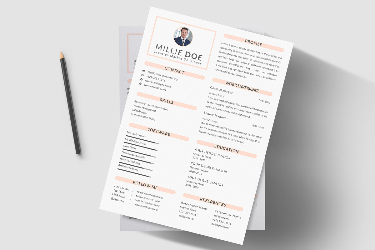 Resume Template and Cover Letter, a Resume Template by designvillage (Photo 5 of 13)
