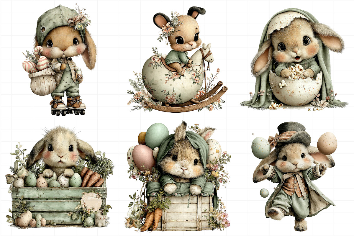 Whimsical Easter Bunny Clipart, an Illustration by Daily.Designs (Photo 8 of 8)