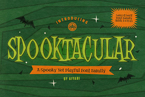 Spooktacular Font Family + Extras, a Font by Aiyari