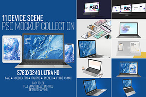 11 Device Scene PSD Mockup Col