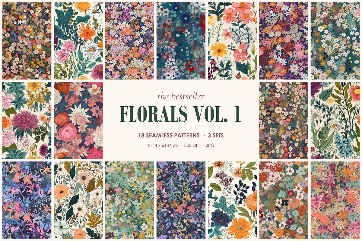 Bestseller Florals Vol. 1 Bundle, a Pattern Graphic by Ninterints (Photo 1 of 12)