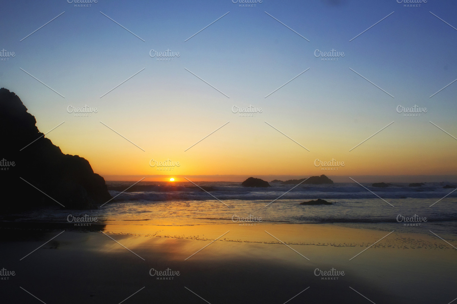 Sunset Containing Bay Coast And Sea