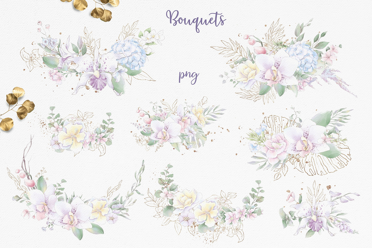 Watercolor flowers Orchids clipart, an Illustration by Yuliya Art (Photo 5 of 18)