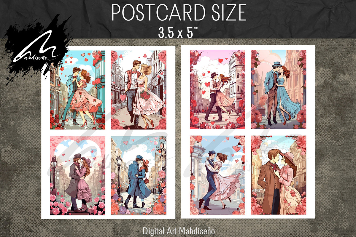 Victorian Romantic Lovers Paper Kit, a Person Illustration by Digital Art Mahdiseño (Photo 8 of 9)