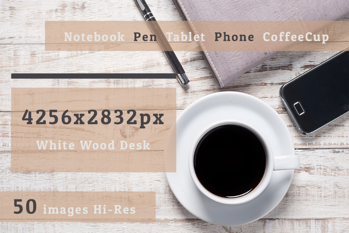 White Wood Desk with Copy Space, a Cups & Container Mockup by FWStudio (Photo 3 of 5)