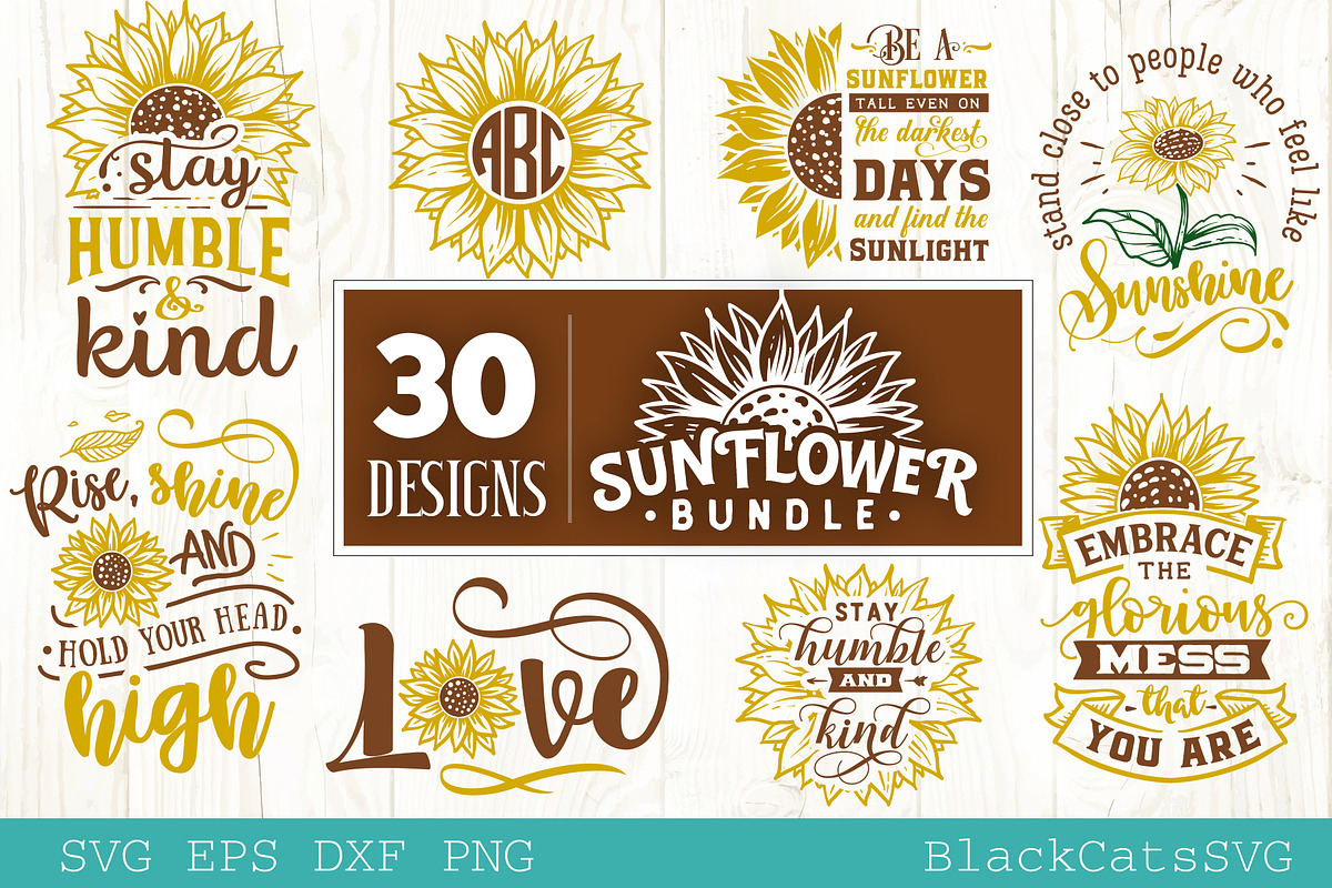 Sunflower SVG bundle 30 designs, an Illustration by BlackCatsMedia (Photo 6 of 6)