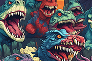 12 Seamless scary dinosaurs digital, a Pattern Graphic by ZaaxPrintables (Thumbnail 3 of 7)