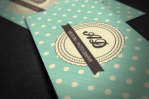 Retro Business Card With Polka Dots