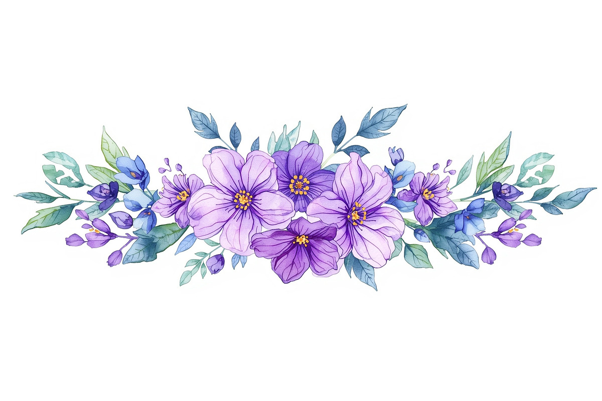 Elegant Purple Floral Set, an Illustration by balal (Photo 6 of 11)