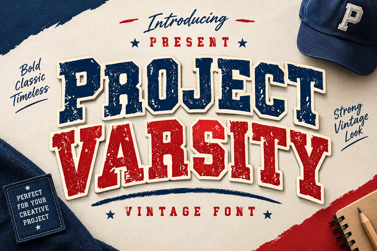 Project Varsity - Vintage Font, a Slab Serif Font by Limited.studio (Photo 1 of 5)