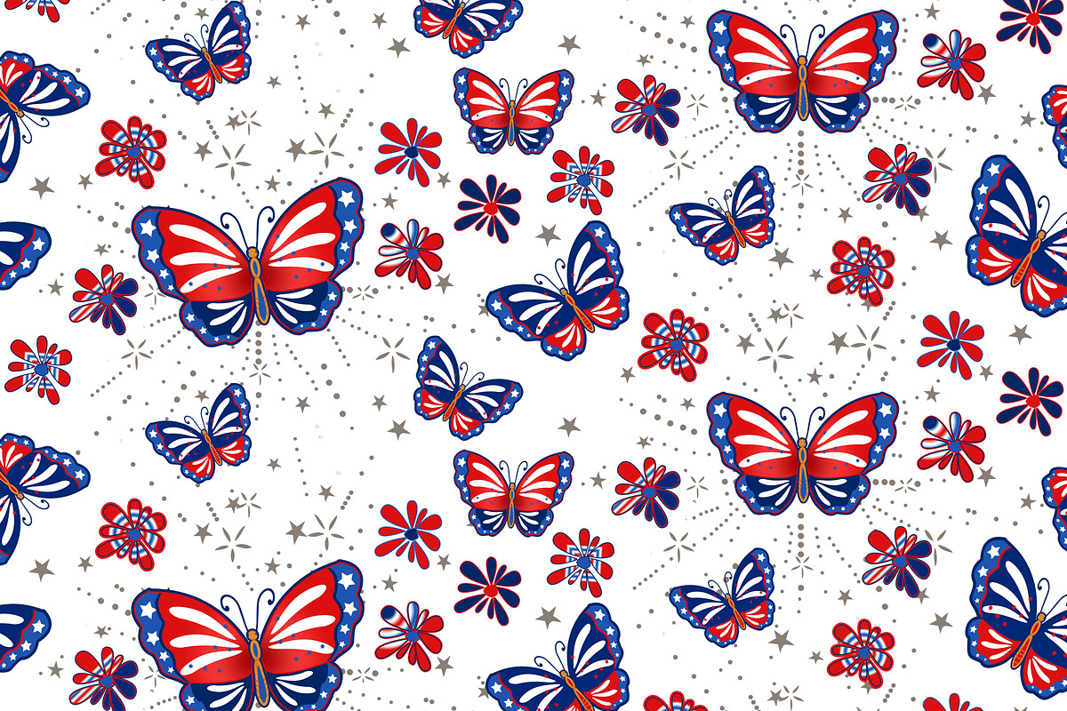 Patriotic Butterflies Seamless, an Object Graphic by Sharon Schwalbe (Photo 1 of 2)